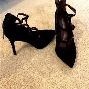 BCBG black strap stilettos